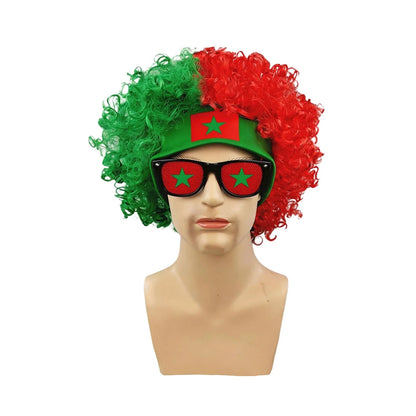 2pcs/set Football Fans Caps Costume Party Wig Decor Supplies Cosplay Headdress for Kids Adults, Perfect For Cheering The Game