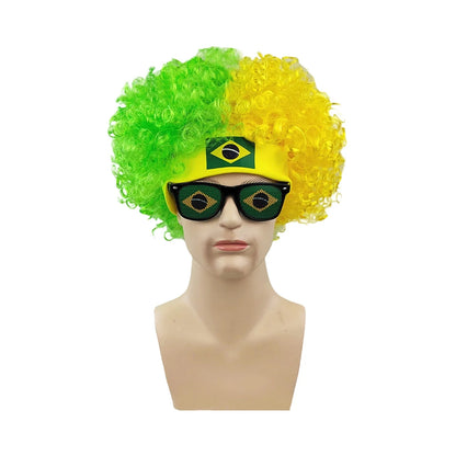2pcs/set Football Fans Caps Costume Party Wig Decor Supplies Cosplay Headdress for Kids Adults, Perfect For Cheering The Game
