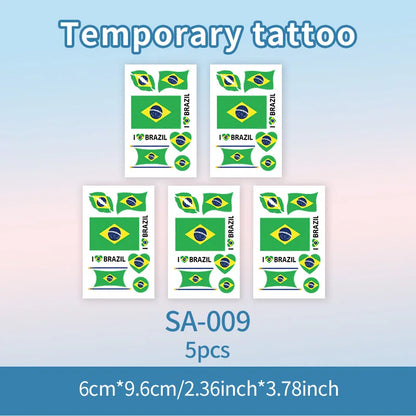 Brazil Flag Temporary Tattoo Sticker, Long-lasting and Waterproof, Festival, Football, Soccer Fan Face Stickers, Arm, Face