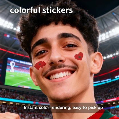 Morocco Flag Temporary Tattoo Sticker, Long-lasting and Waterproof, Festival, Football, Soccer Fan Face Stickers, Arm, Face