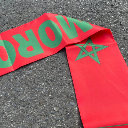 Aerlxemrbrae 14*130cm  Morocco Scarf  Double Side Printing 100% Polyester Football Soccer Fans National flag