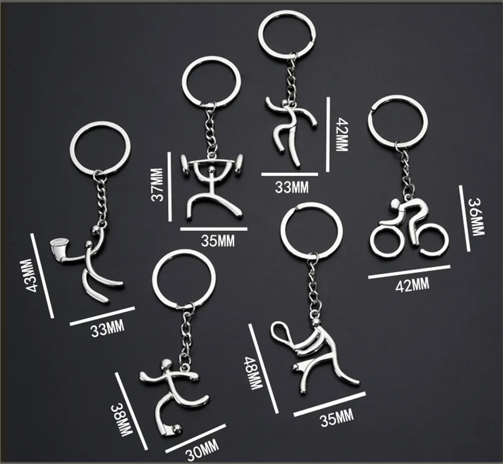 Creative Mountain Bike Keychain Metal Football Running Basketball Keyring For Men Backpack Pendant Sports Club Fans Gifts