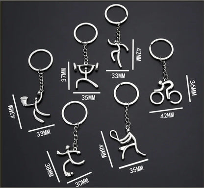 Creative Mountain Bike Keychain Metal Football Running Basketball Keyring For Men Backpack Pendant Sports Club Fans Gifts