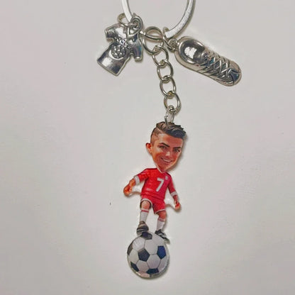 2D Soccer Player Keychain C Ronaldo Pendant Football Star Flat Acrylic Ornament Charms Hanging Decora for Car Bags Festive Gift