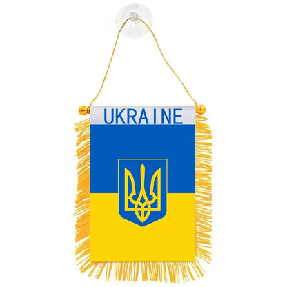 aerxemrbrae  8*12cm  Car Window Decoration Polyester   Ukraine Hanging pennant Flags       Ukraine  Mini Pennant