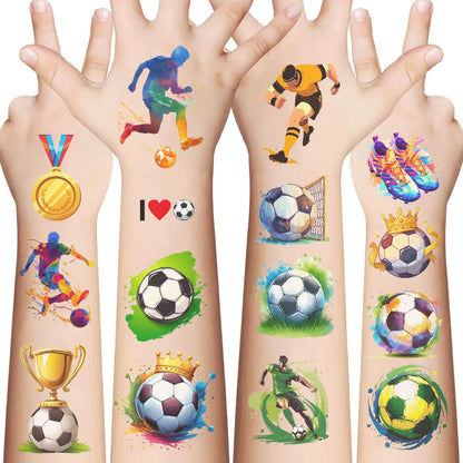 10Sheets Football Soccer Temporary Tattoos Makeup Body Stickers for Boys Sports Designs Fun Birthday Party Decorations