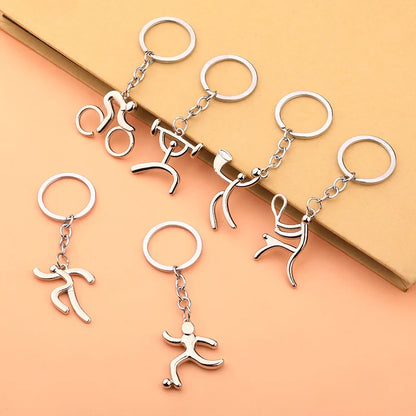 Creative Mountain Bike Keychain Metal Football Running Basketball Keyring For Men Backpack Pendant Sports Club Fans Gifts