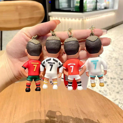 Football Star Ronaldo Figure Keychain Jewelry Bag Pendent Keyring Collection Doll Car Ornaments Key Accessories Souvenirs Gifts