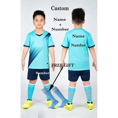 Kids Football Jersey Personalized Custom Boy Soccer Jersey Set Polyester Soccer Uniform Breathable Football Uniform For Children