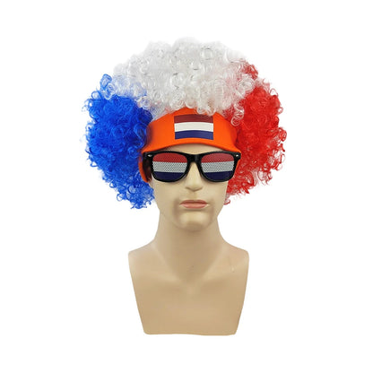 2pcs/set Football Fans Caps Costume Party Wig Decor Supplies Cosplay Headdress for Kids Adults, Perfect For Cheering The Game