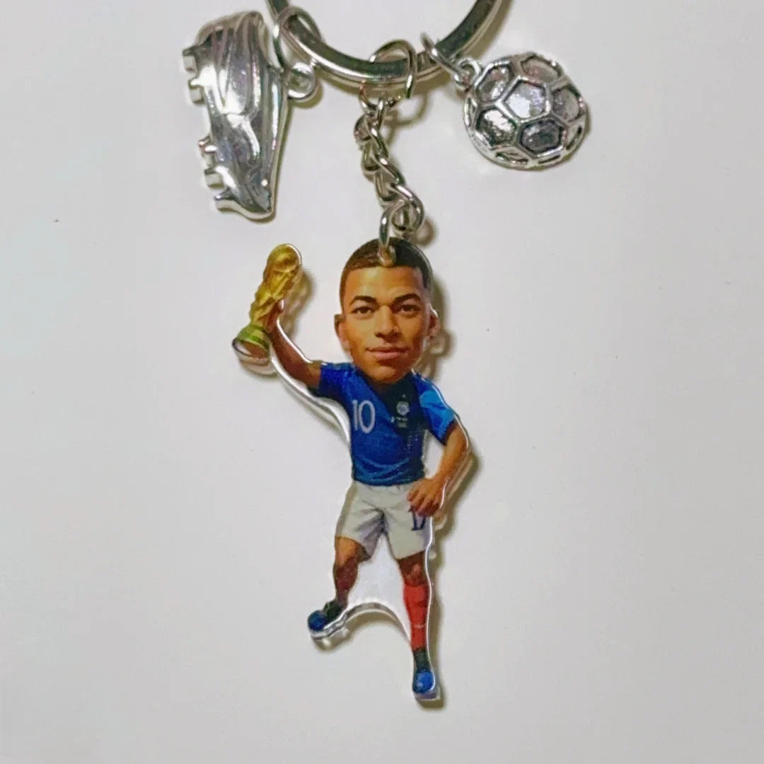 2D Soccer Player Keychain C Ronaldo Pendant Football Star Flat Acrylic Ornament Charms Hanging Decora for Car Bags Festive Gift