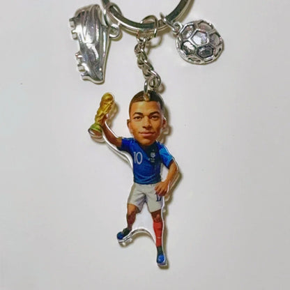 2D Soccer Player Keychain C Ronaldo Pendant Football Star Flat Acrylic Ornament Charms Hanging Decora for Car Bags Festive Gift