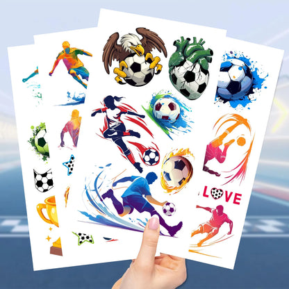 10Sheets Football Soccer Temporary Tattoos Makeup Body Stickers for Boys Sports Designs Fun Birthday Party Decorations