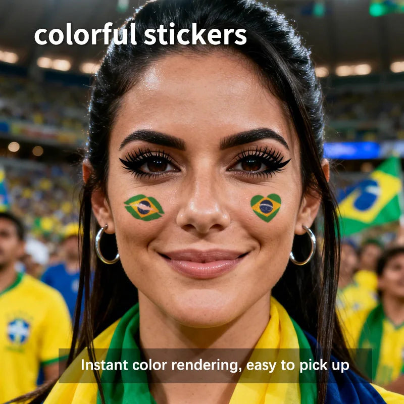 Brazil Flag Temporary Tattoo Sticker, Long-lasting and Waterproof, Festival, Football, Soccer Fan Face Stickers, Arm, Face