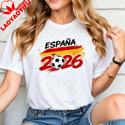 International Football Games 2026 Country Teams Shirts National Football Nations Clothes Spain Women Fans Short Sleeve Tops